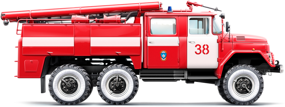 Red Fire Truck Side View PNG