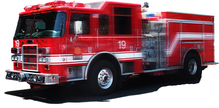 Red Fire Truck Side View PNG