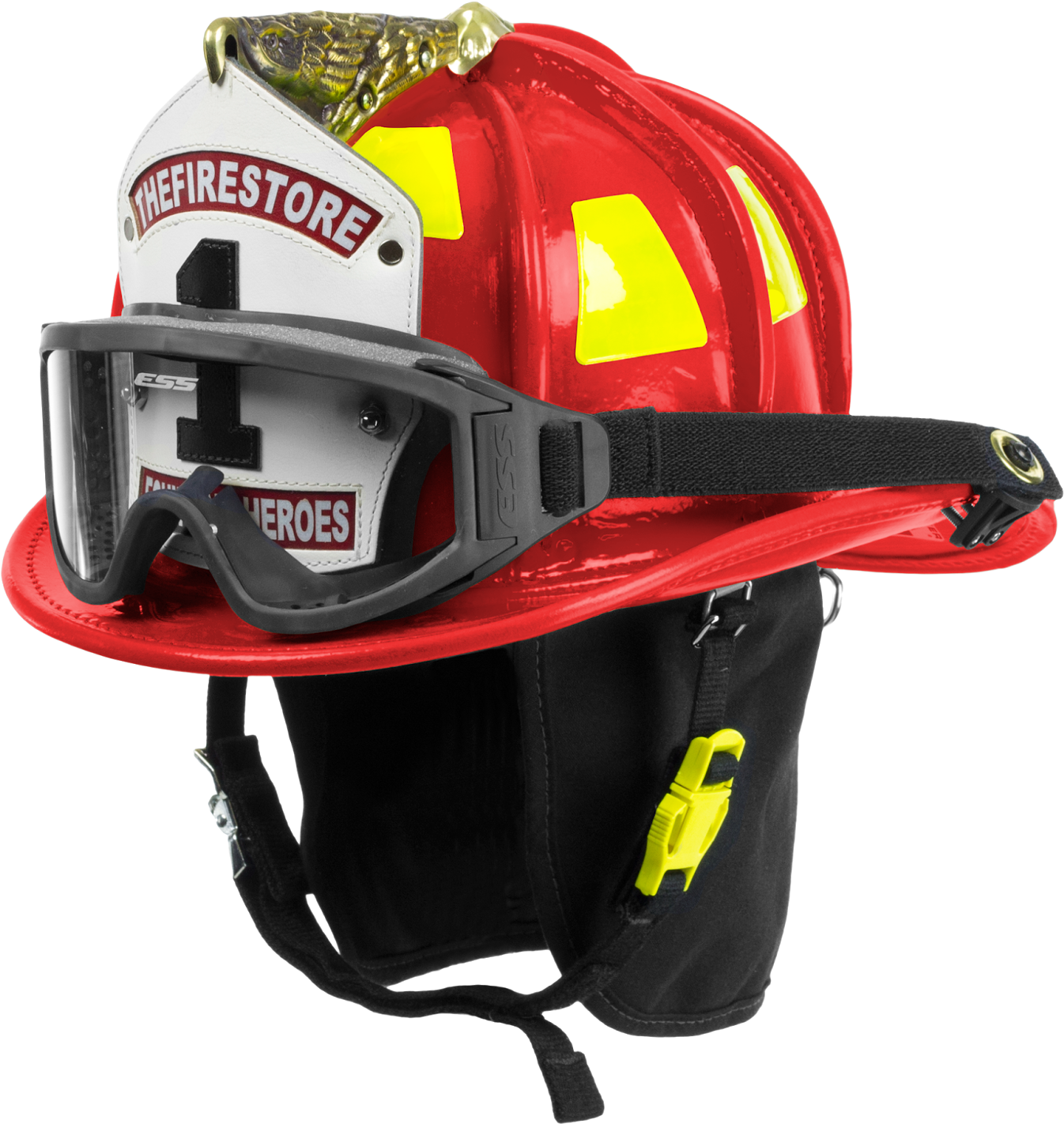 Red Firefighter Helmetwith Visorand Flashlight PNG