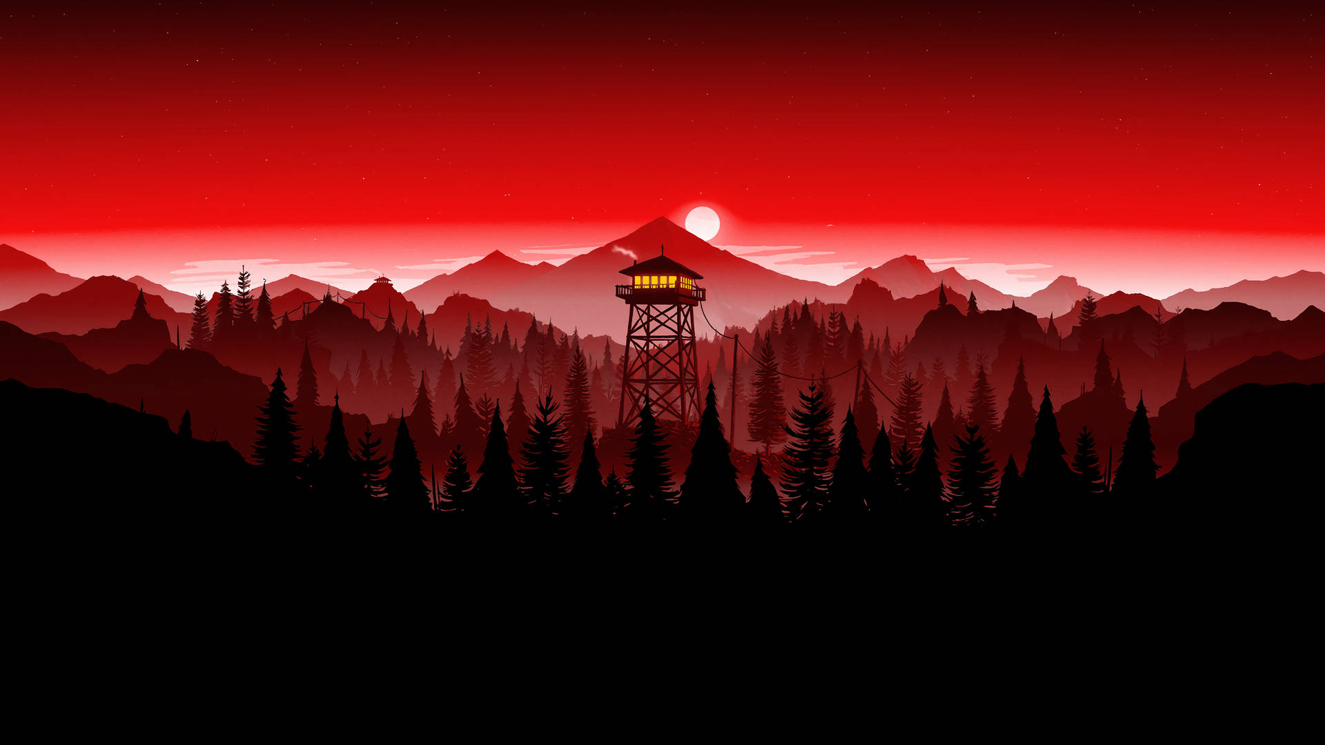 Enjoy the Sight of The Red Firewatch Tower Wallpaper