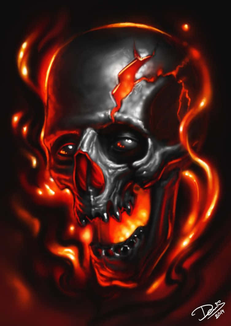 'Glow Red Hot with This Flame Skull Wallpaper' Wallpaper