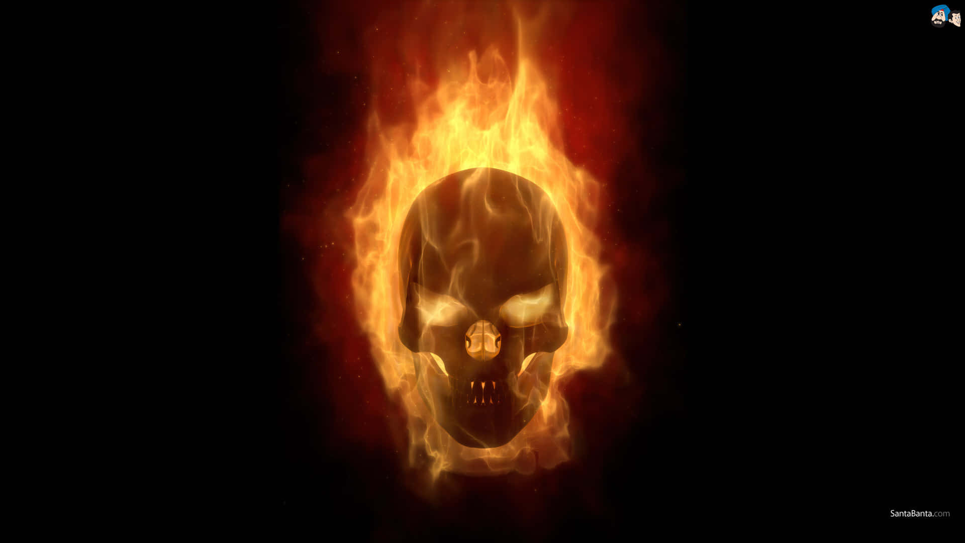 Red Flame Skull - A Mesmerizing Display of Empowerment Wallpaper