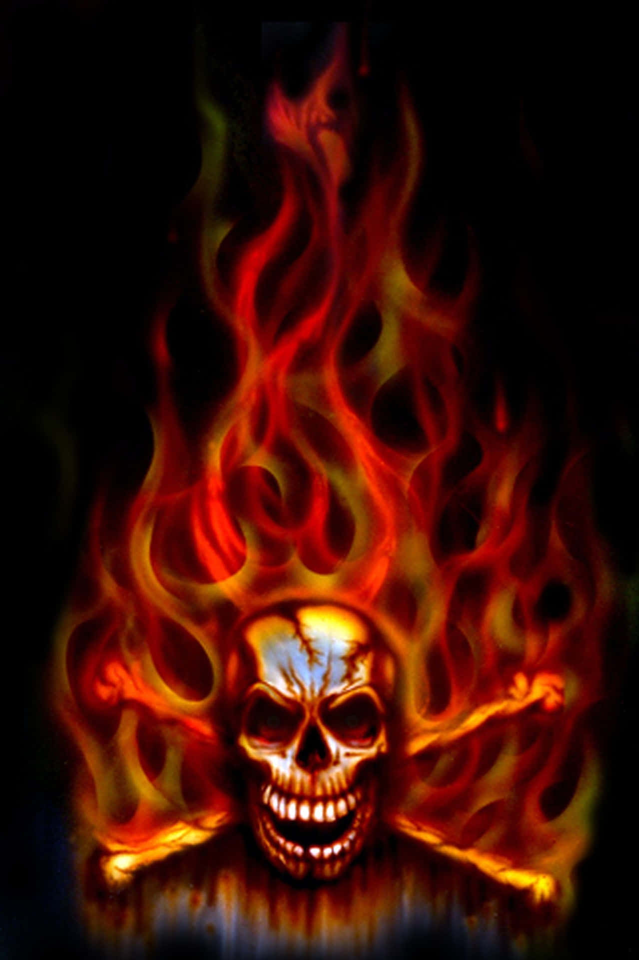 Red Flame Skull Wallpaper
