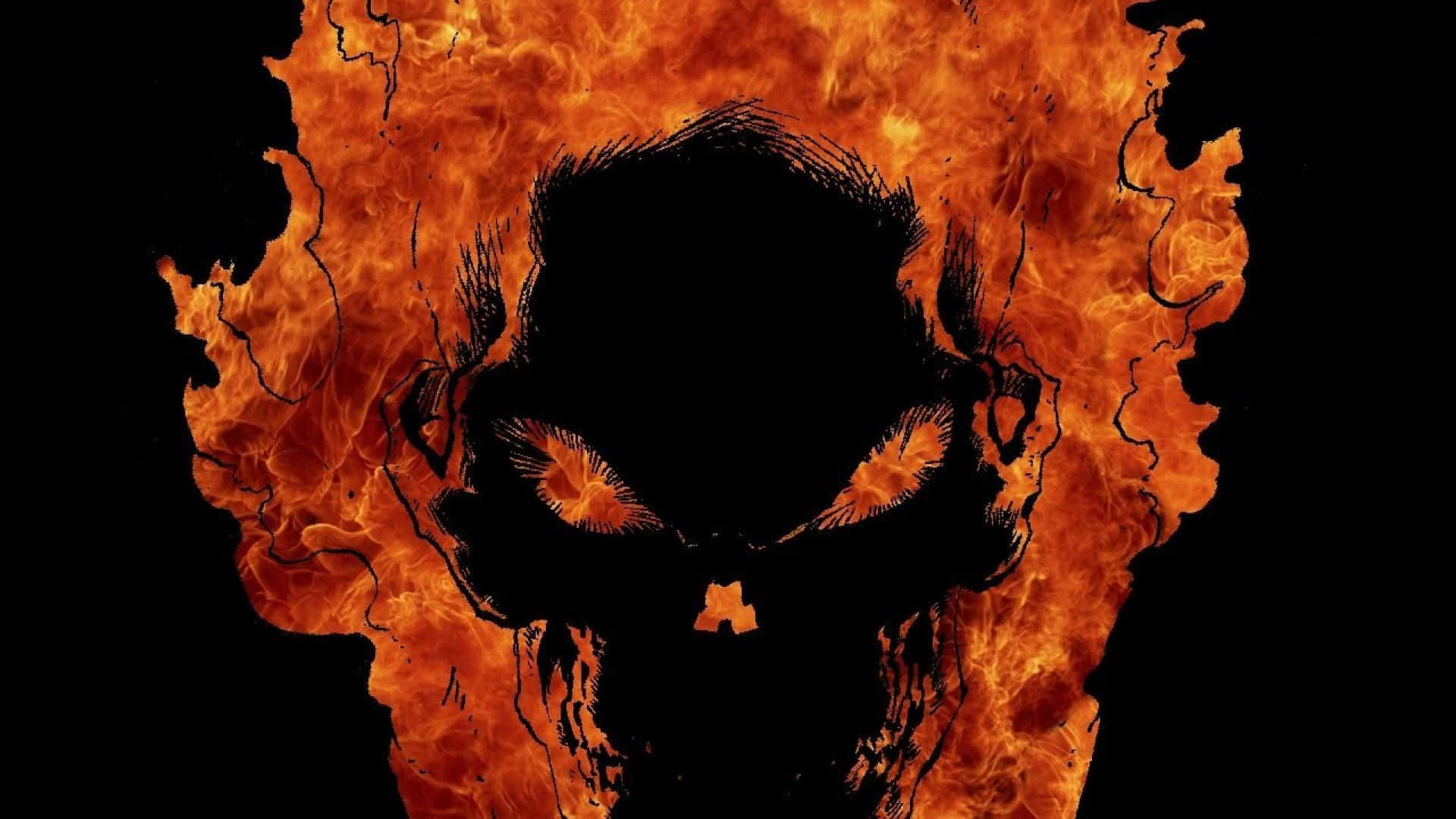 A Skull With Flames On It Wallpaper