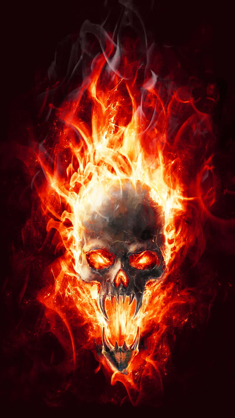 Red Flame Skull 800 X 1422 Wallpaper