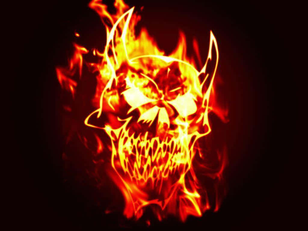 A Flaming Skull with Red Flames Wallpaper