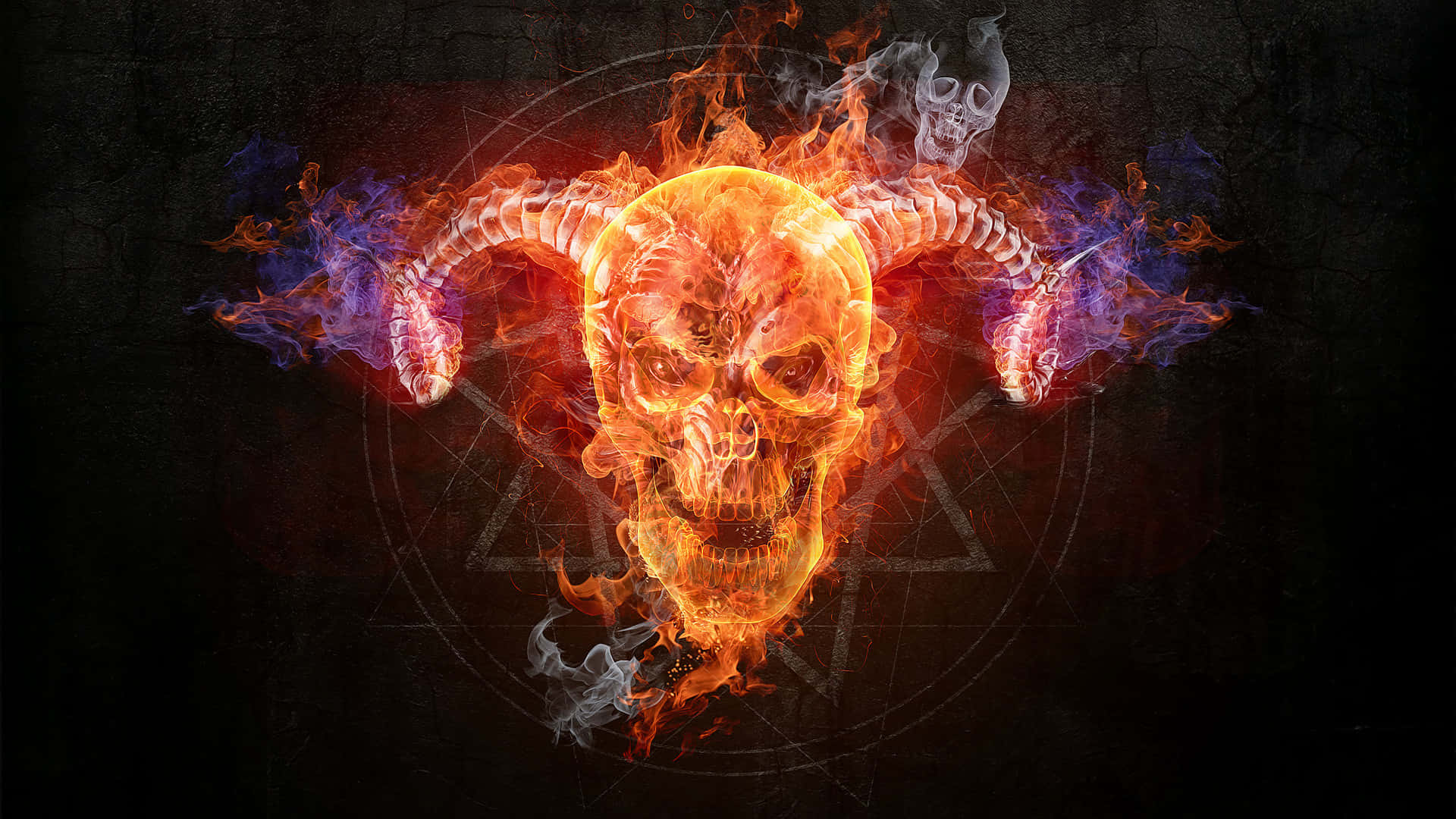 Red Flame Skull, An Unearthly Blend Of Fire&Bone Wallpaper