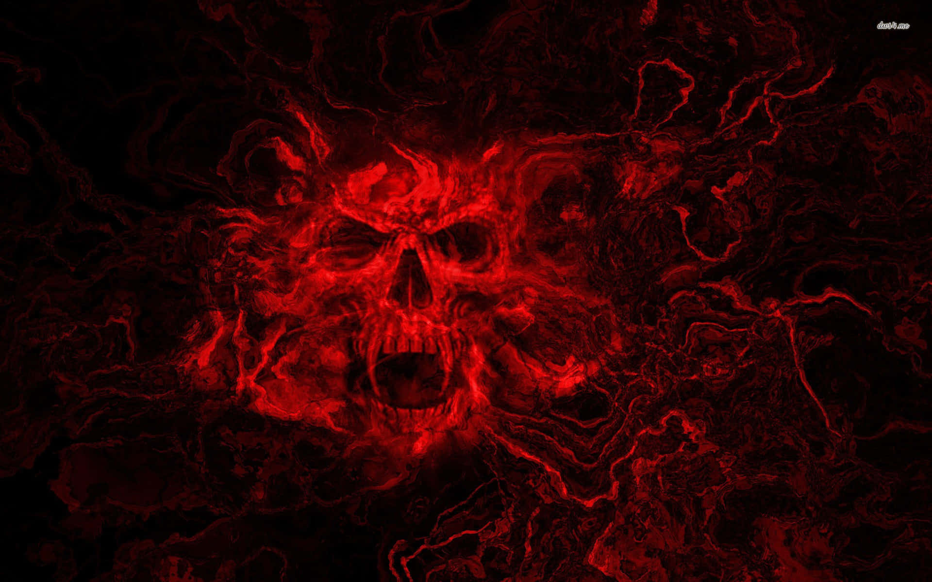 En Brændende Rød Flamme Skull Wallpaper