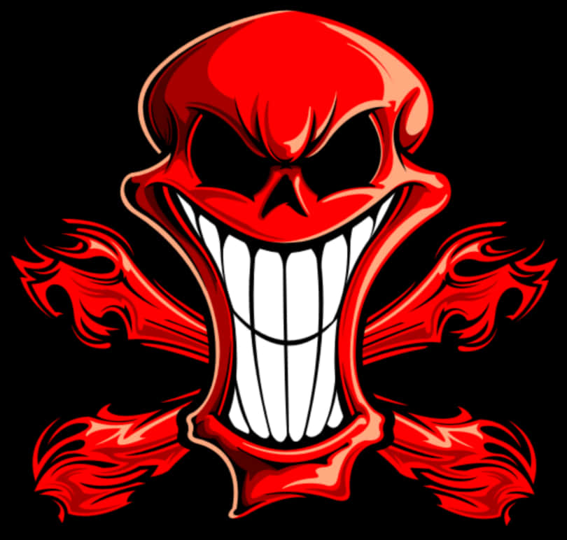 Red Flaming Skull Graphic PNG