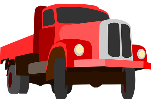 Red Flatbed Truck Illustration PNG