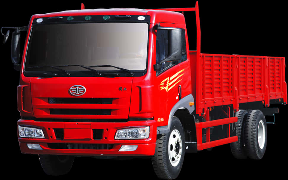 Red Flatbed Truck Isolated PNG