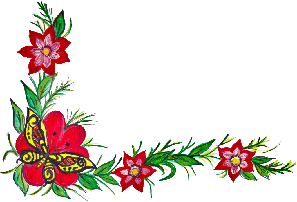Red Floral Butterfly Clipart PNG