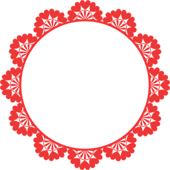 Red Floral Circle Frame Vector PNG