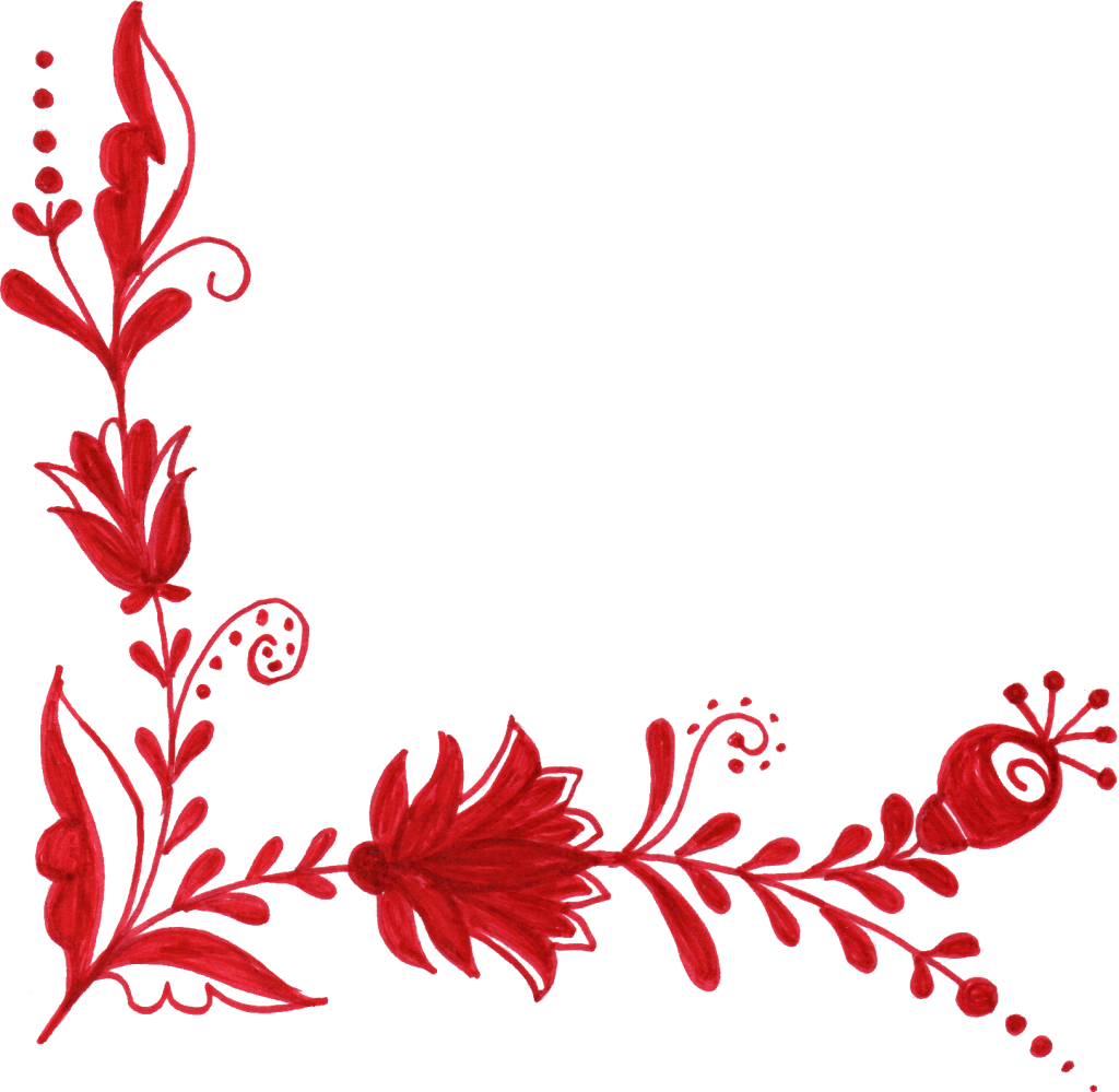 Red Floral Corner Design PNG