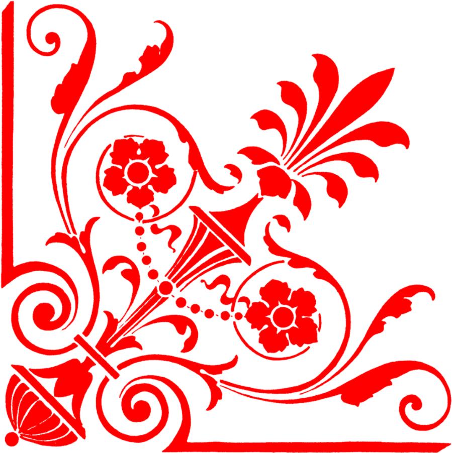 Red Floral Corner Design PNG