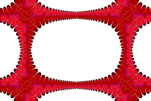 Red Floral Fractal Frame PNG