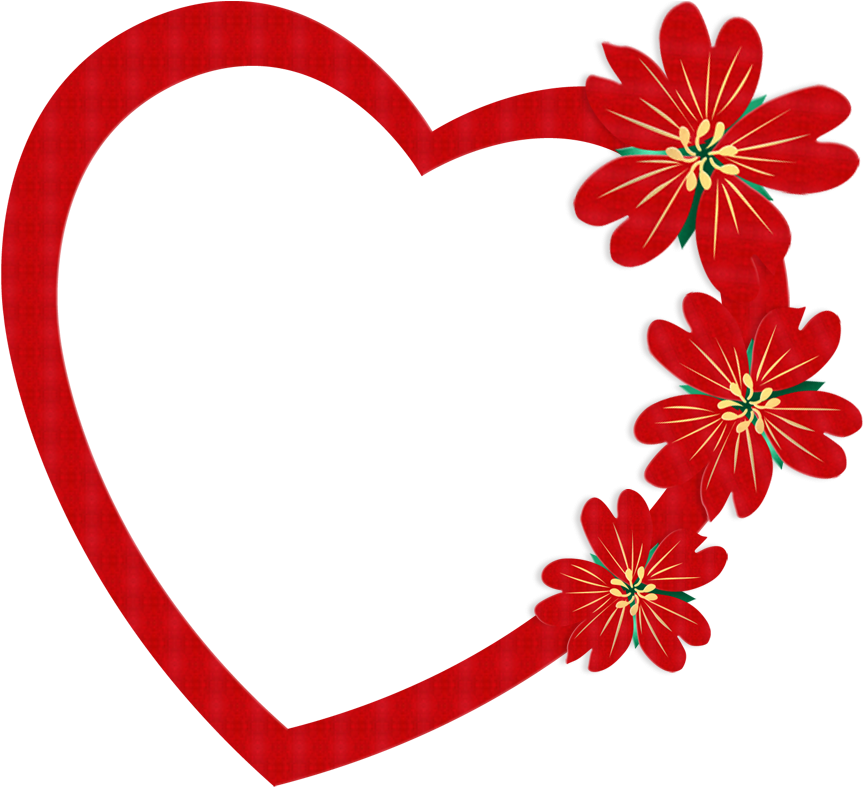 Red Floral Heart Frame PNG