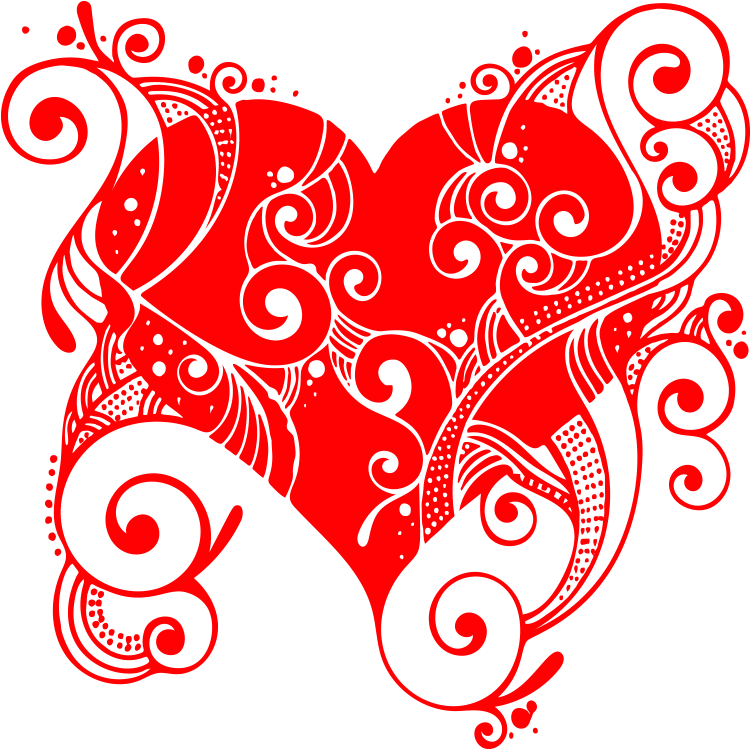 Red Floral Heart Vector Design PNG