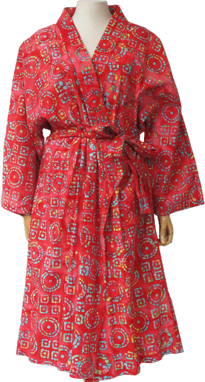 Red Floral Kimono Robe PNG
