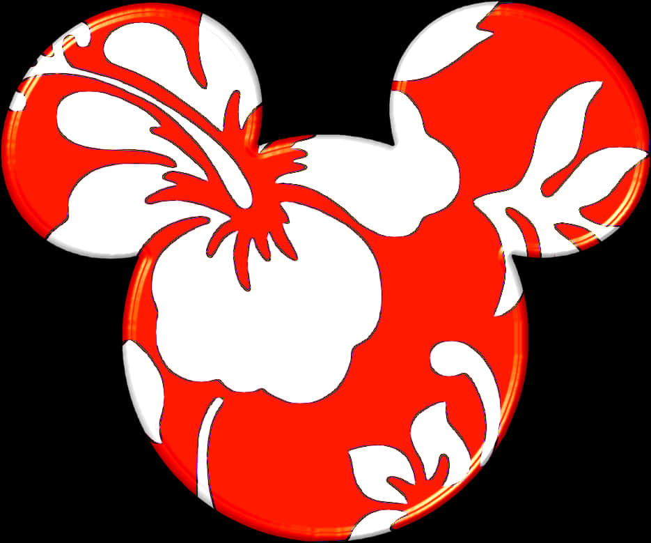 Red Floral Mickey Mouse Design PNG