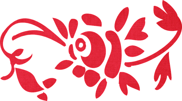 Red Floral Silhouetteon Black PNG