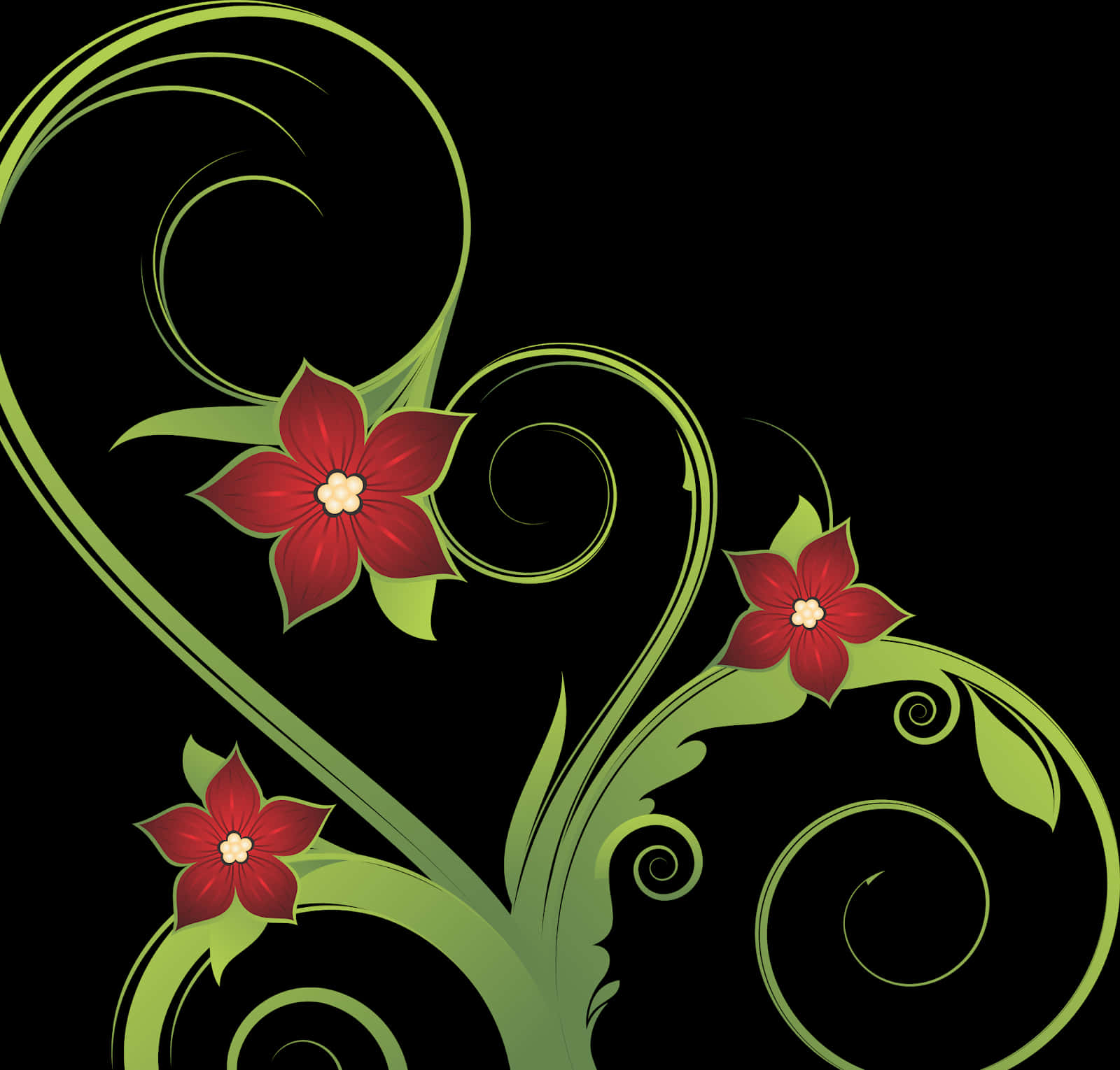 Red Floral Vector Art PNG