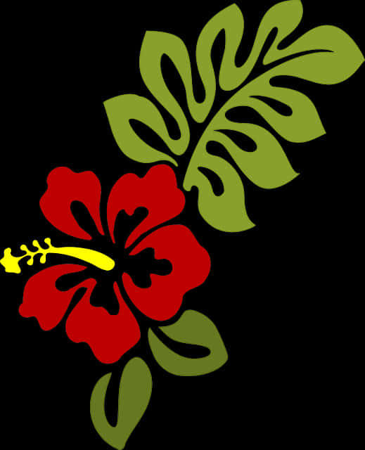 Red Floral Vector Arton Black Background PNG