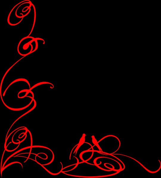 Red Flourish Decorative Line Art PNG