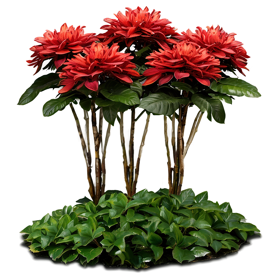 Red Flower Bush Png Tmd85 PNG