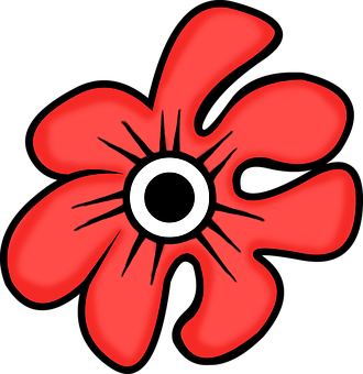 Red Flower Cartoon Black Background PNG