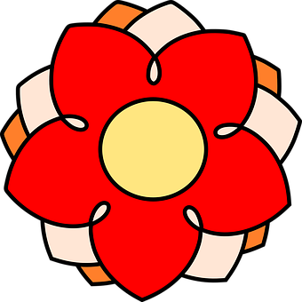 Red Flower Cartoon Illustration PNG