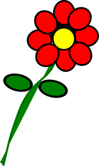 Red Flower Cartoon Illustration PNG