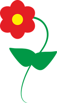 Red Flower Cartoon Illustration PNG