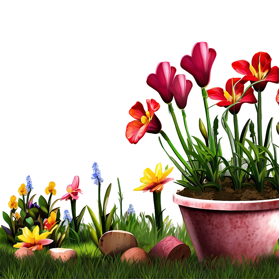 Download Red Flower Garden Scene Png Vkr | Wallpapers.com