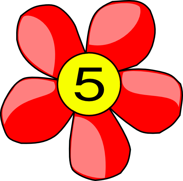 Red Flower Number Five PNG