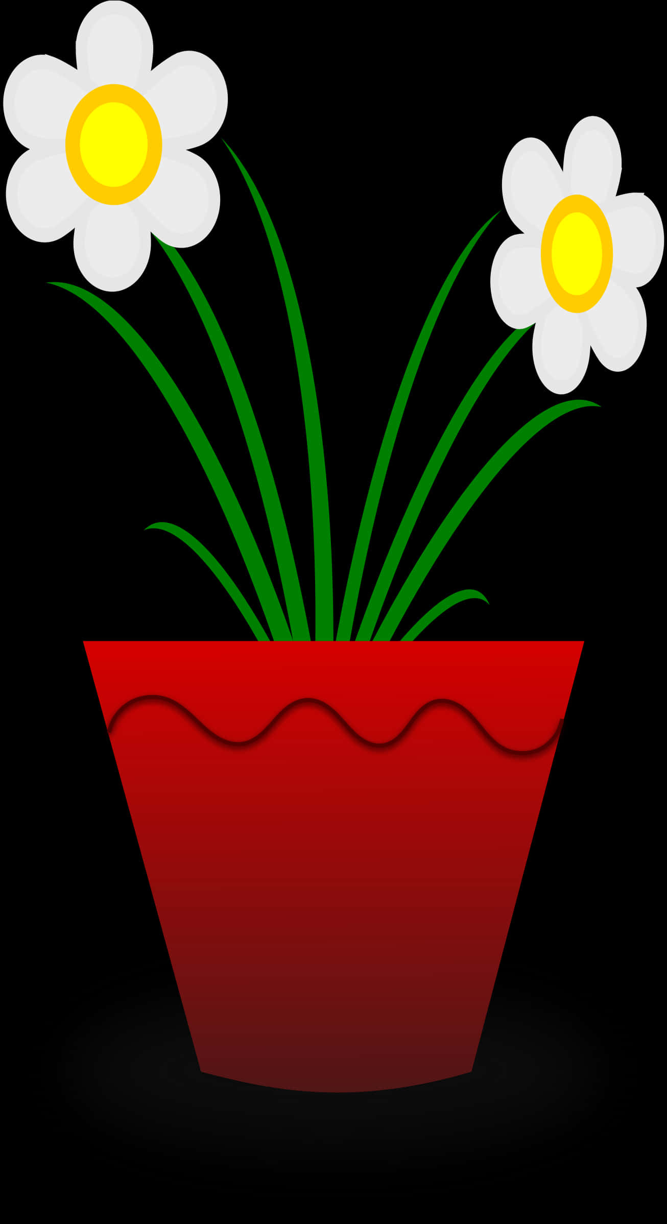 Red Flower Potwith Daisies PNG