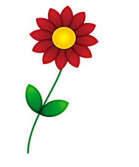 Red Flower Yellow Center Black Background.png PNG