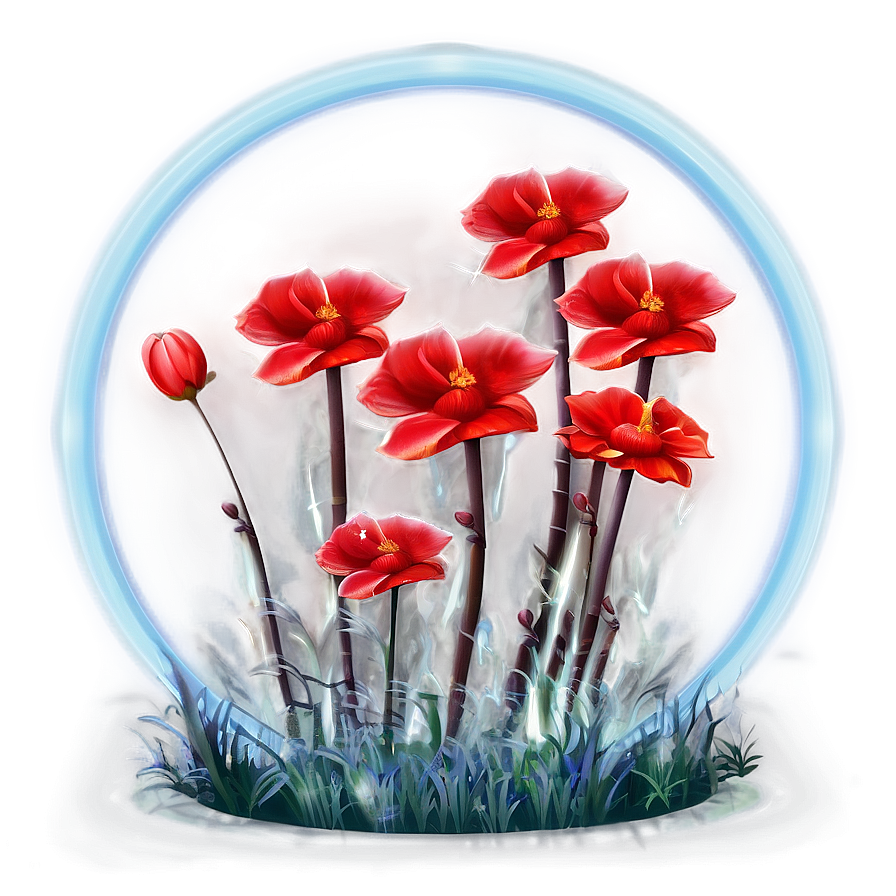 Red Flowers Fantasy Png 06122024 PNG