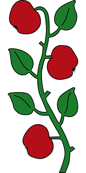 Red Flowers Green Stem Silhouette PNG