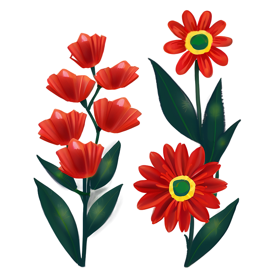 Red Flowers Greeting Png 06122024 PNG