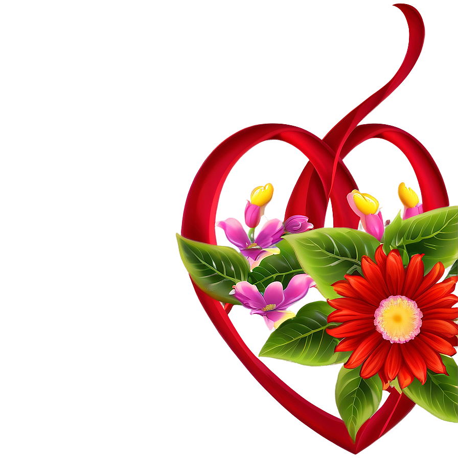 Red Flowers Heart Png Brc73 PNG