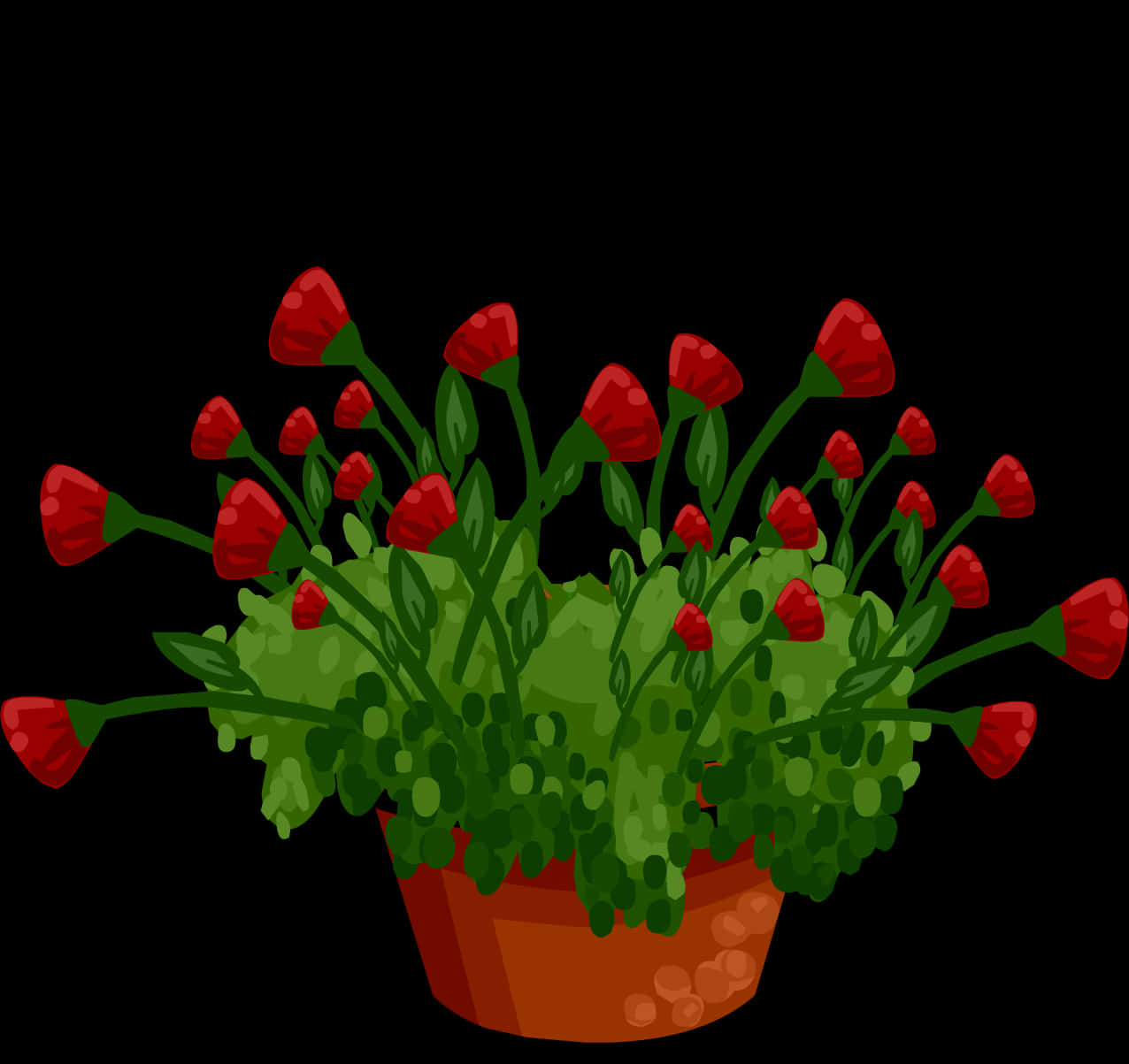 Red Flowersin Hanging Basket Illustration PNG
