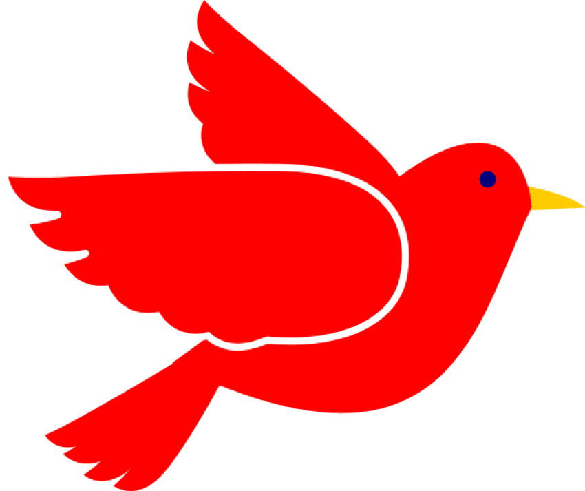 Red Flying Bird Vector Illustration PNG