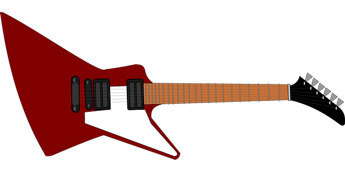 Red Flying V Guitar Illustration PNG