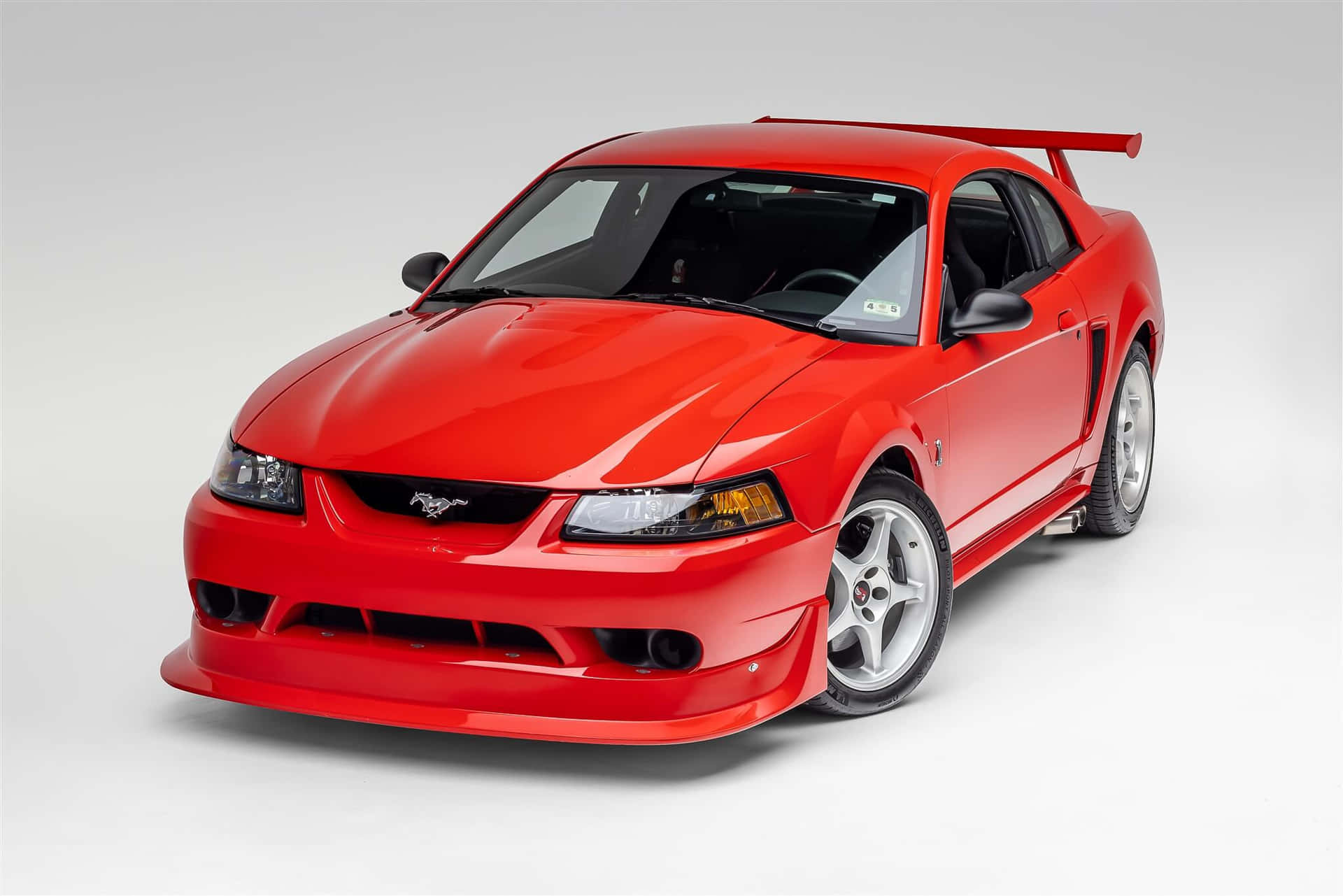 Rode Ford Mustang Svt Cobra Studio Opname Achtergrond