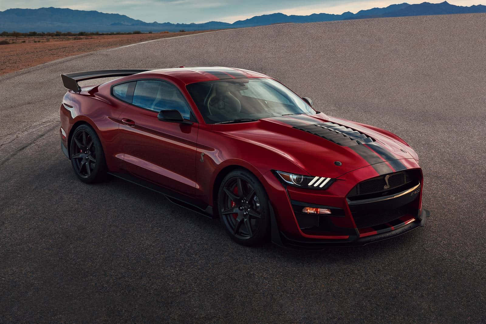 Red Ford Mustang Shelby G T500 Desert Road Wallpaper