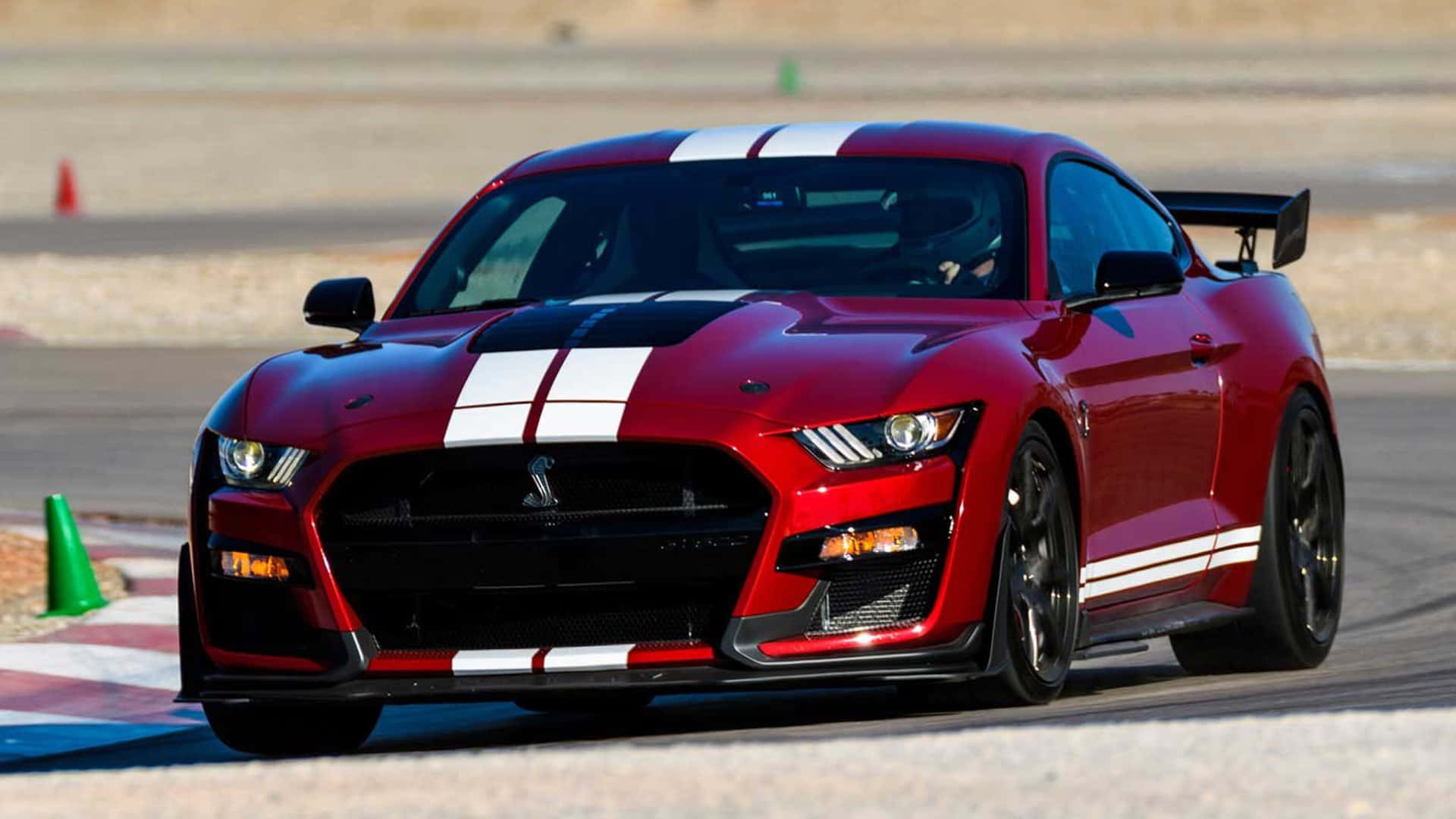 Red Ford Mustang Shelby G T500 Track Action Wallpaper