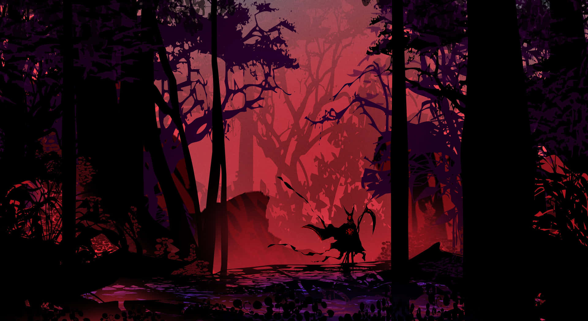 A peaceful morning in the Red Forest Wallpaper