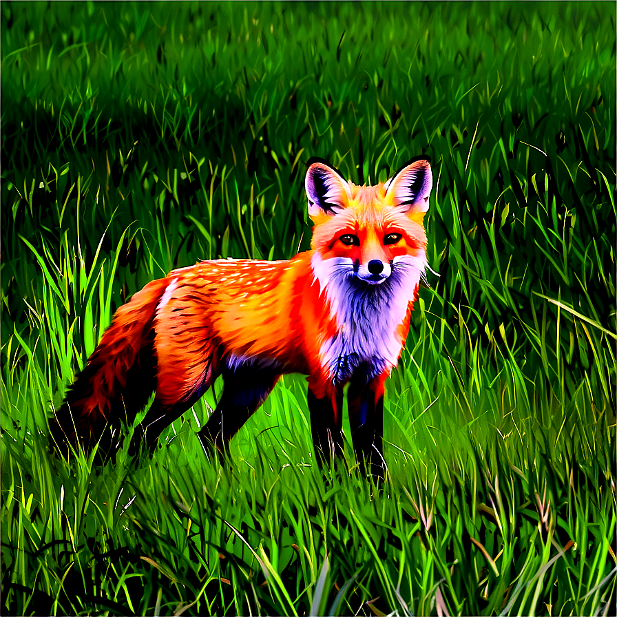 Red Fox In Grass Png Yfm PNG