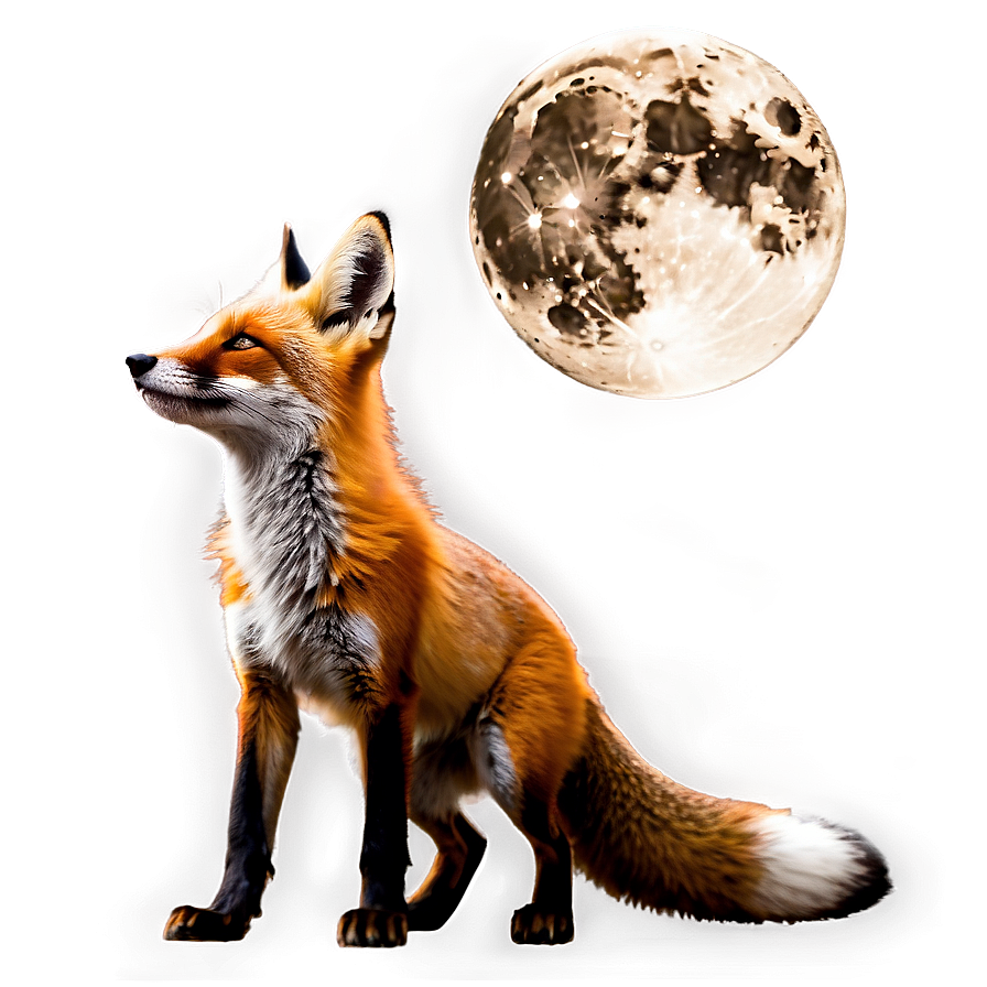 Red Fox In Moonlight Png 06242024 PNG